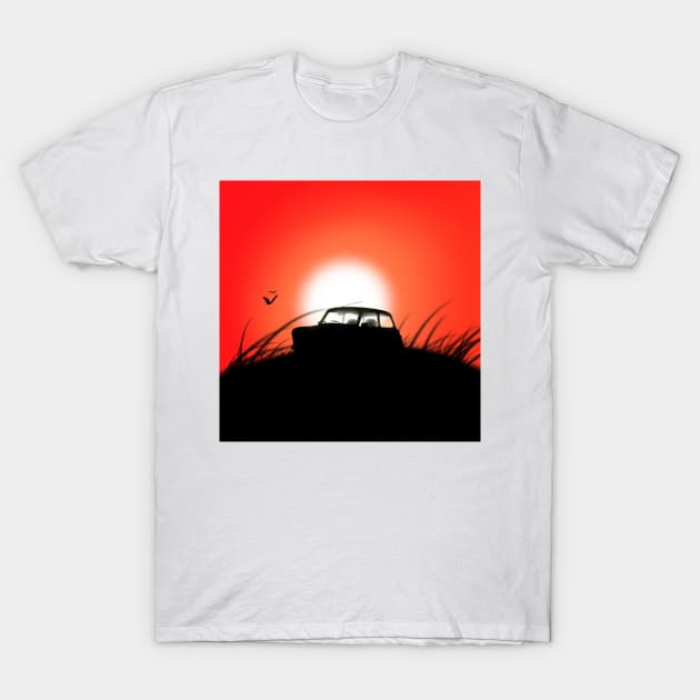 Classic Mini Sunset Red T-Shirt by jdm1981
